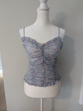 ASTR the Label Ruched Floral Cami Tank Top Medium